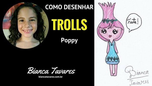 Como Desenhar Poppy Trolls Kawaii: Desenho Infantil por Bianca Tavares